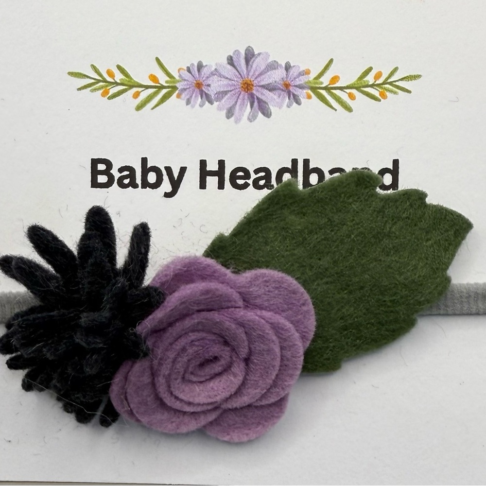 Purple and Black Floral Baby Headband